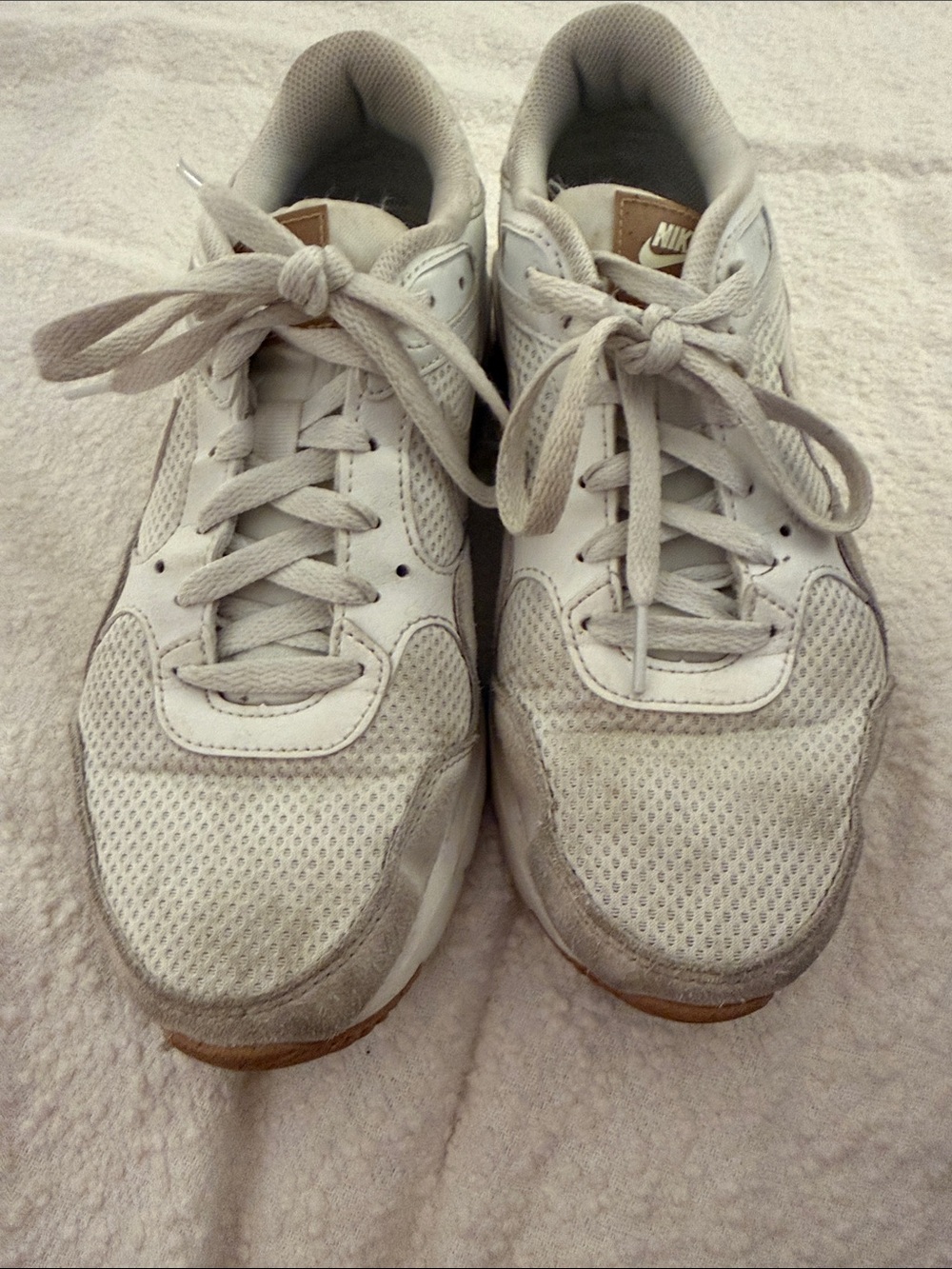 Nike Light Gray and White Mesh Athletic Sneakers